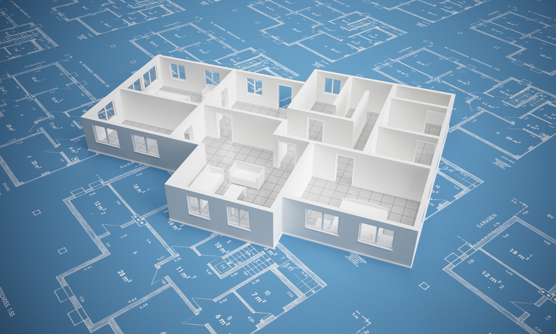 3D-Hausmodell mit Raumaufteilung | Behandlungsstuhl

