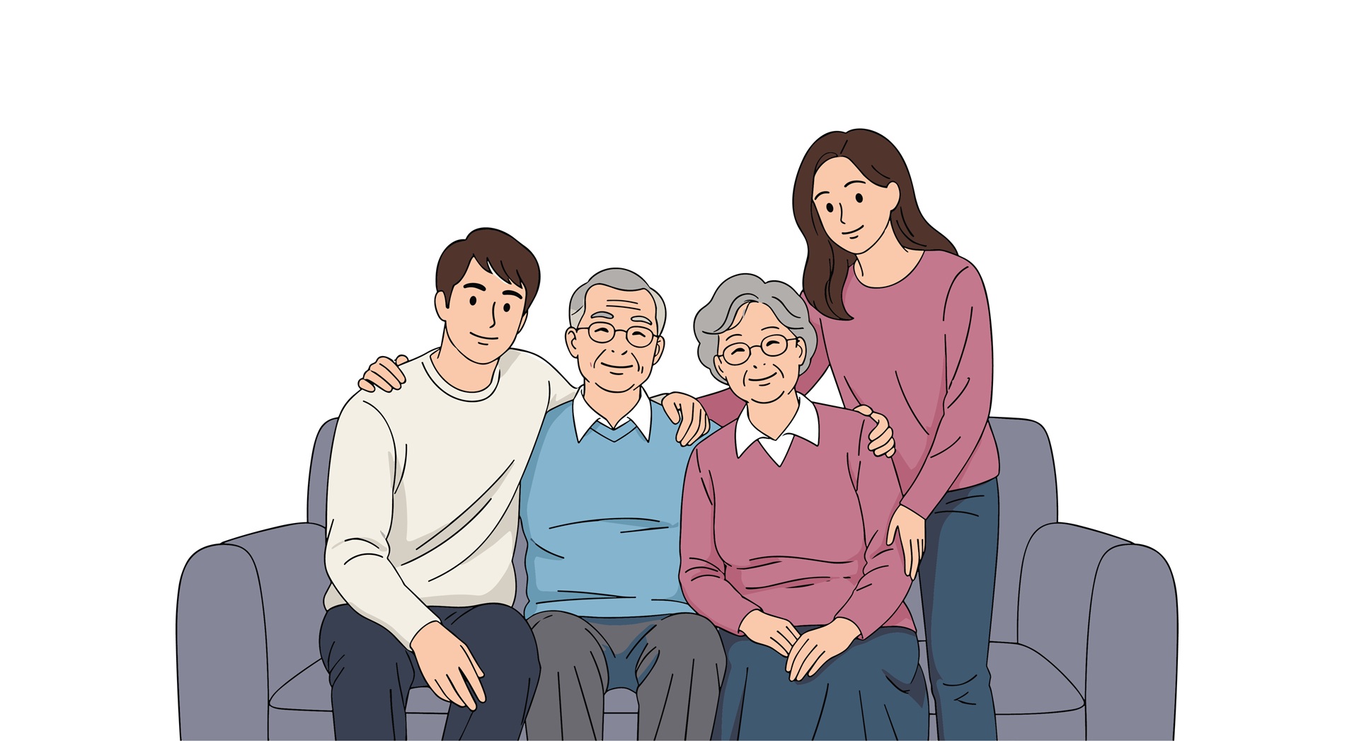 Familie auf Sofa in einem Mehrgenerationenhaus | Plattformlift