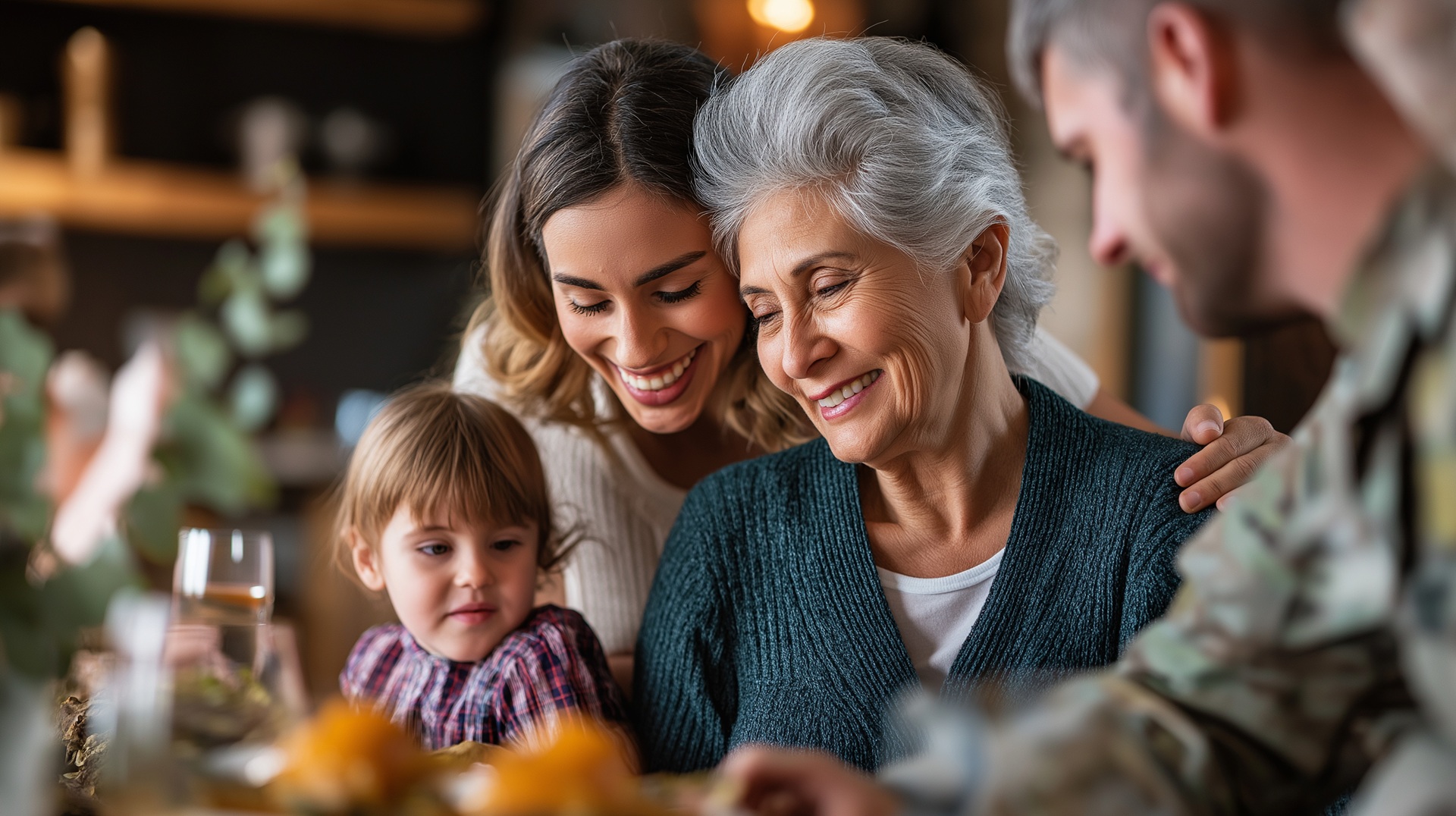 Familie mit Großmutter und Kind am Tisch | Plattformlift